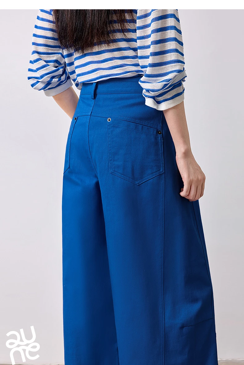 TOYOUTH Women's High Waist Curved Leg Trousers 2026 Autumn New Arrival Full Cotton Canvas Light Workwear Commuter Long Pants