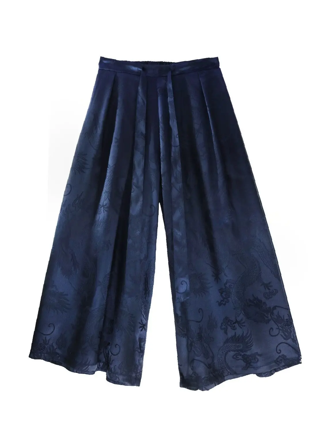 Spring Summer New Chinese Men's Jacquard Wide Leg Pants Women Loose Antique Han Hanfu Breathable Quick-drying Super Fairy Pants