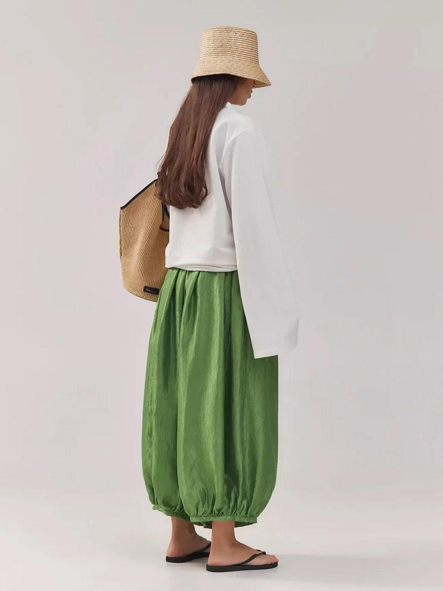 Bornladies Women's European and American Loose and Simple Pants 2026 Summer New Fashion Minimalist Daily Casual Lantern Pants