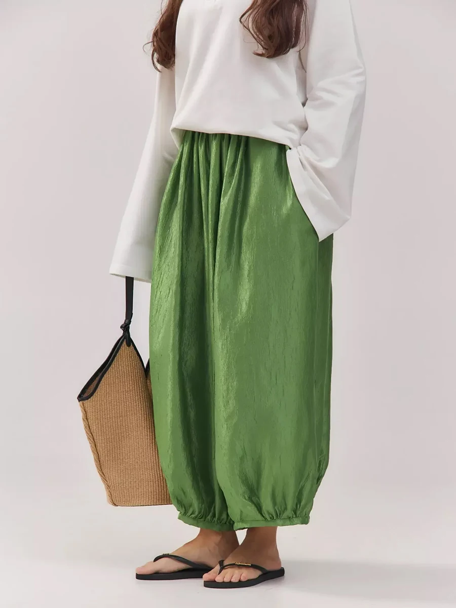 Bornladies Women's European and American Loose and Simple Pants 2026 Summer New Fashion Minimalist Daily Casual Lantern Pants