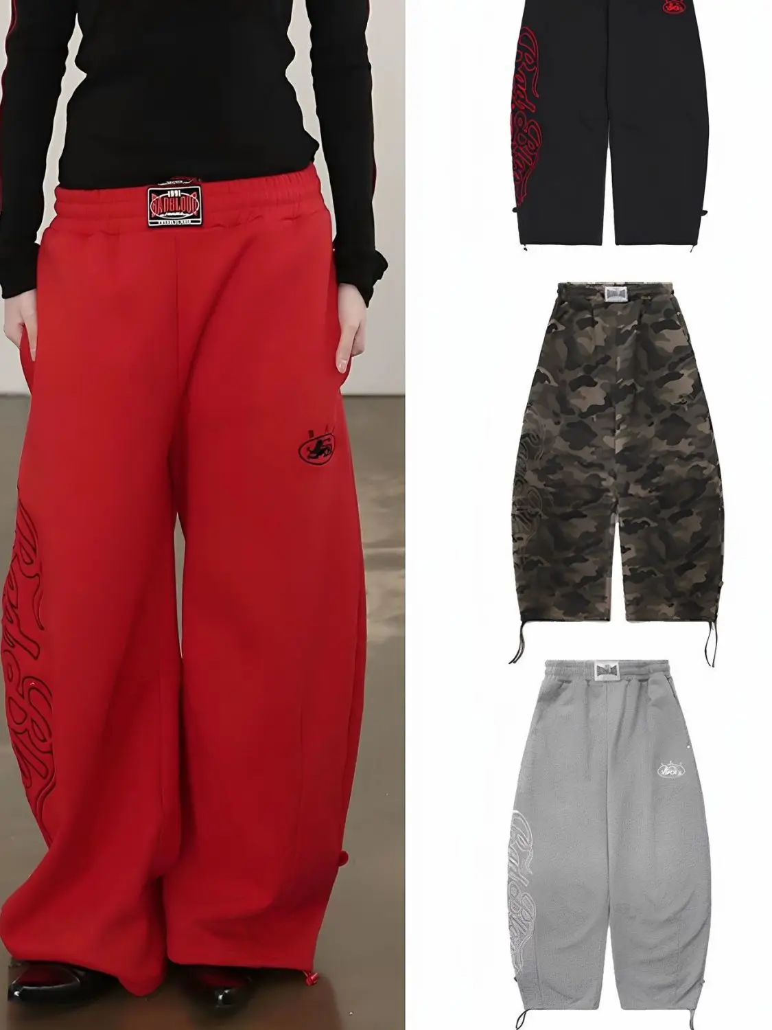 American hip-hop dance pants hot girl casual sports pants loose jazz embroidered scimitar wide-leg pants for street wear