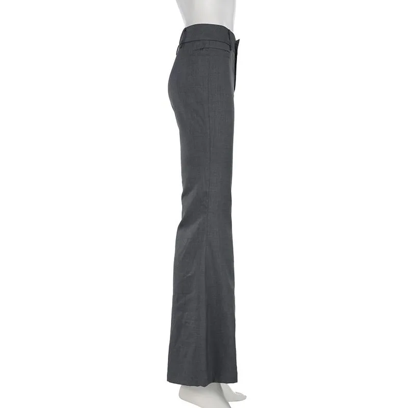 American Low Waist Bell Bottoms Y2K Fashion Streetwear Slim Wide Leg Pants Spring New Simple Basic Solid Ladies Suit Trousers