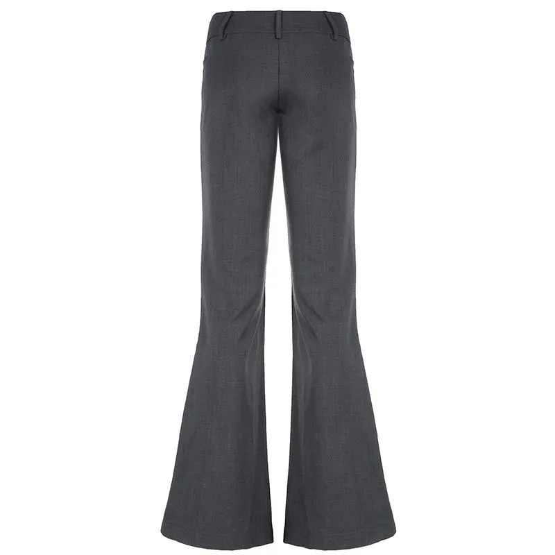 American Low Waist Bell Bottoms Y2K Fashion Streetwear Slim Wide Leg Pants Spring New Simple Basic Solid Ladies Suit Trousers