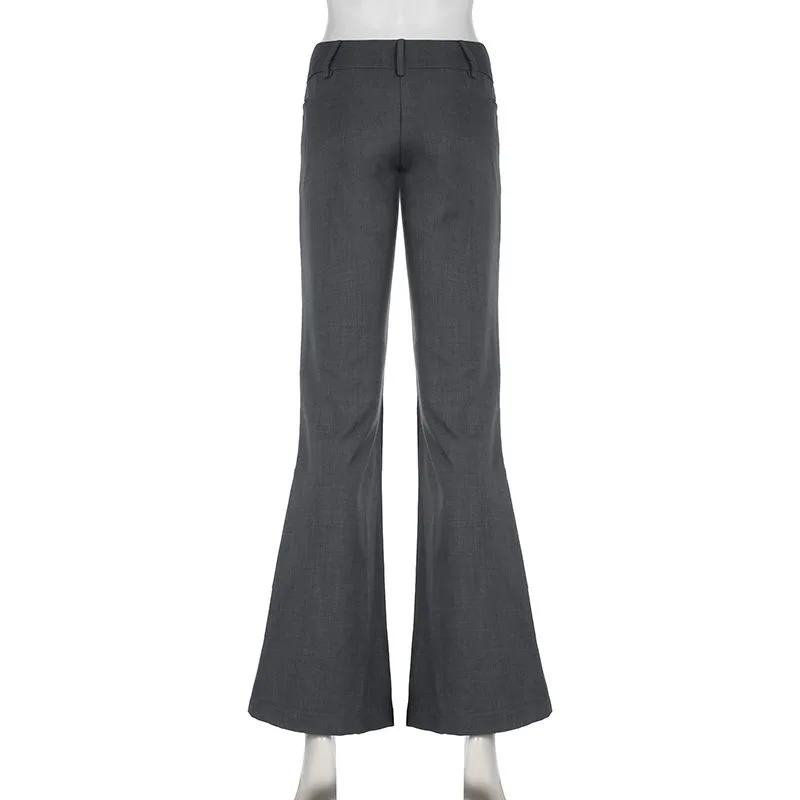 American Low Waist Bell Bottoms Y2K Fashion Streetwear Slim Wide Leg Pants Spring New Simple Basic Solid Ladies Suit Trousers