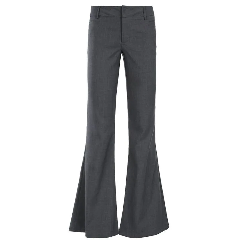 American Low Waist Bell Bottoms Y2K Fashion Streetwear Slim Wide Leg Pants Spring New Simple Basic Solid Ladies Suit Trousers