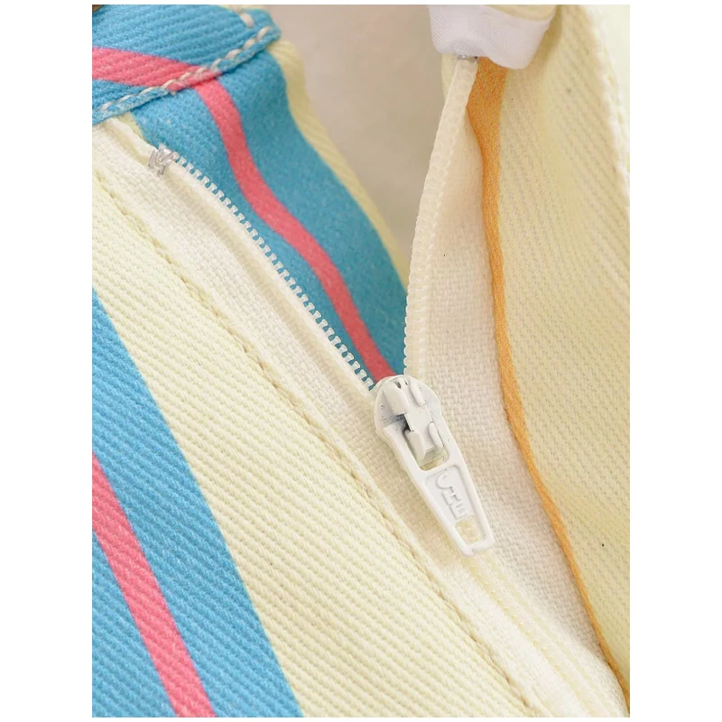 Women‘s Colorful Striped Pant New Summer Straight Multicolor Wide Leg Long Pants Casual Fashion Streetwear Female Outfit 2026