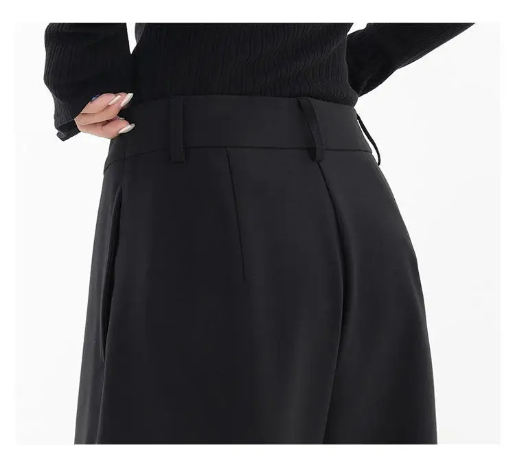 HOUZHOU Women Wide Suit Pants High Waist Gothic Japanese Style Baggy Black Trousers Irregular Straight Pants Casual Streetwear