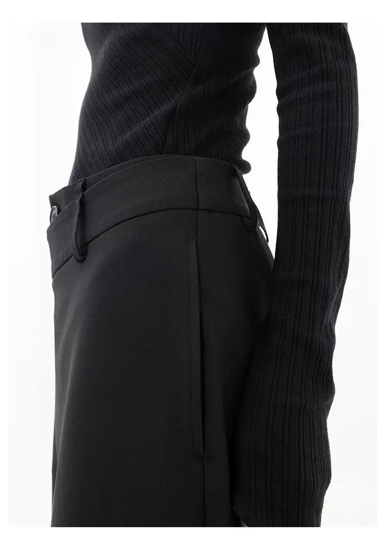HOUZHOU Women Wide Suit Pants High Waist Gothic Japanese Style Baggy Black Trousers Irregular Straight Pants Casual Streetwear
