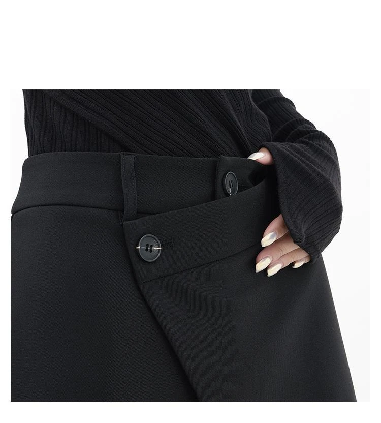 HOUZHOU Women Wide Suit Pants High Waist Gothic Japanese Style Baggy Black Trousers Irregular Straight Pants Casual Streetwear