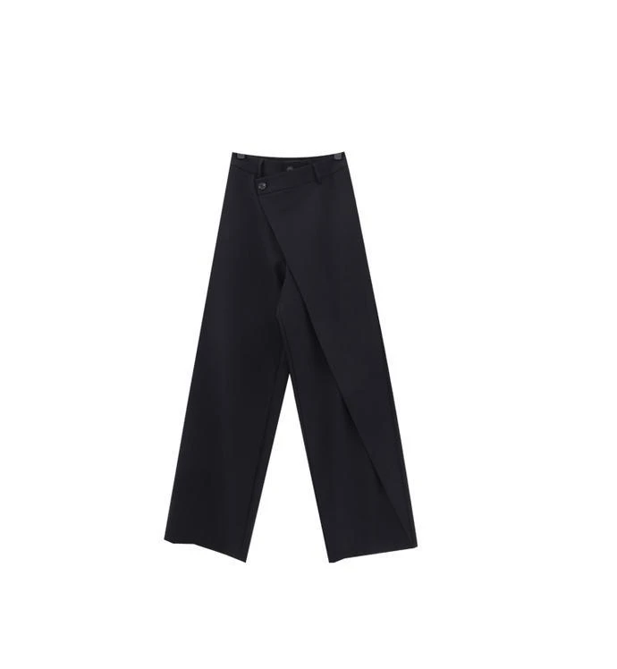 HOUZHOU Women Wide Suit Pants High Waist Gothic Japanese Style Baggy Black Trousers Irregular Straight Pants Casual Streetwear