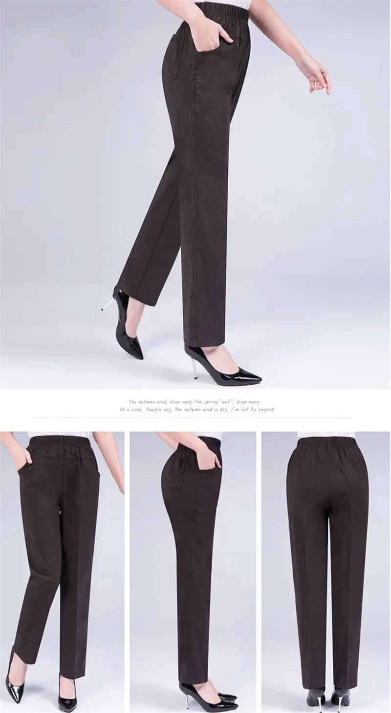 5XL New Long Pants Women High Waist Stretch Cotton Straight Trousers Women Loose Solid Work Office Ladies Pants