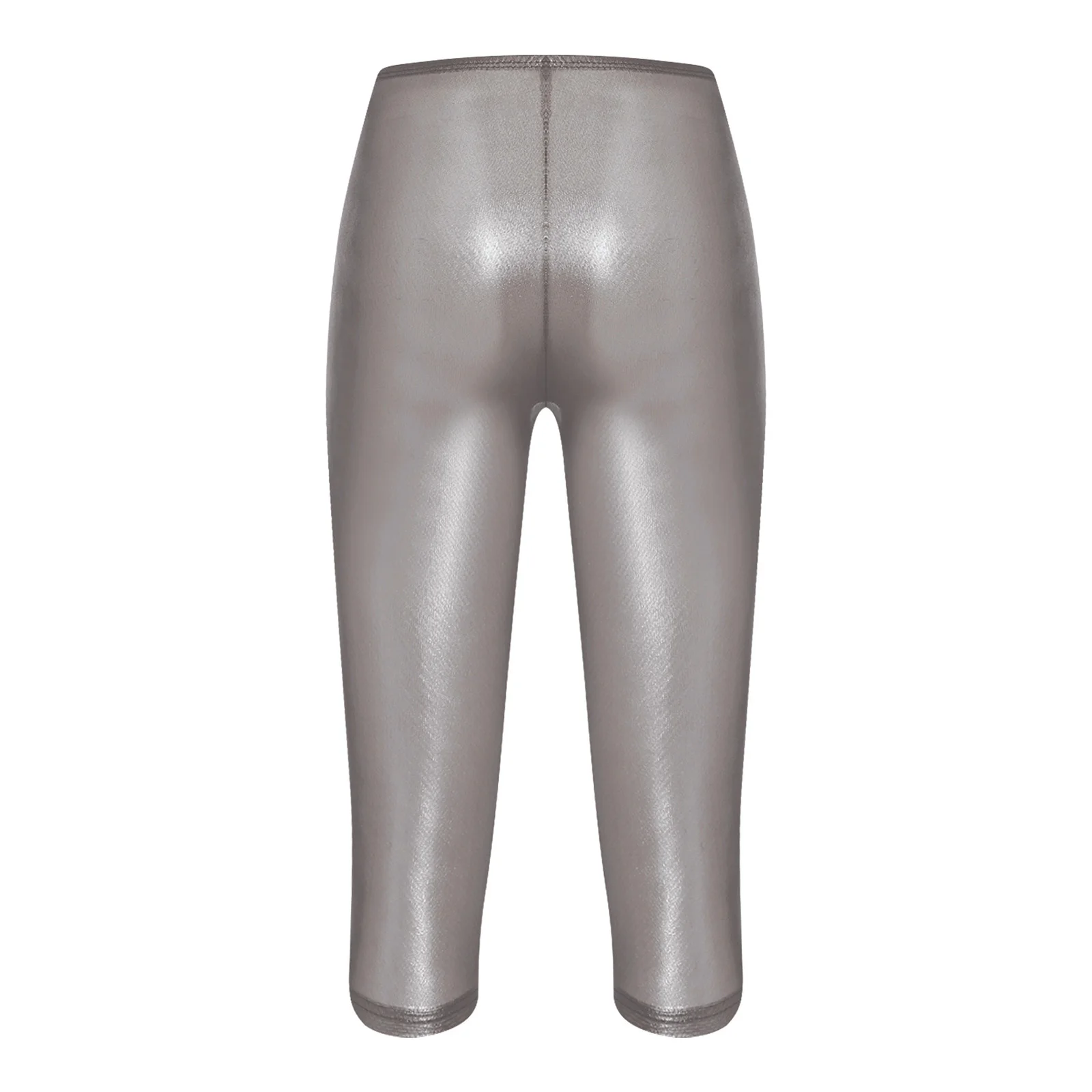 Women Fashion Translucent Shiny Shorts Capri Pants Summer Trend Elastic Waist Tights Streetwear Nightclub Rave Party Clubwear