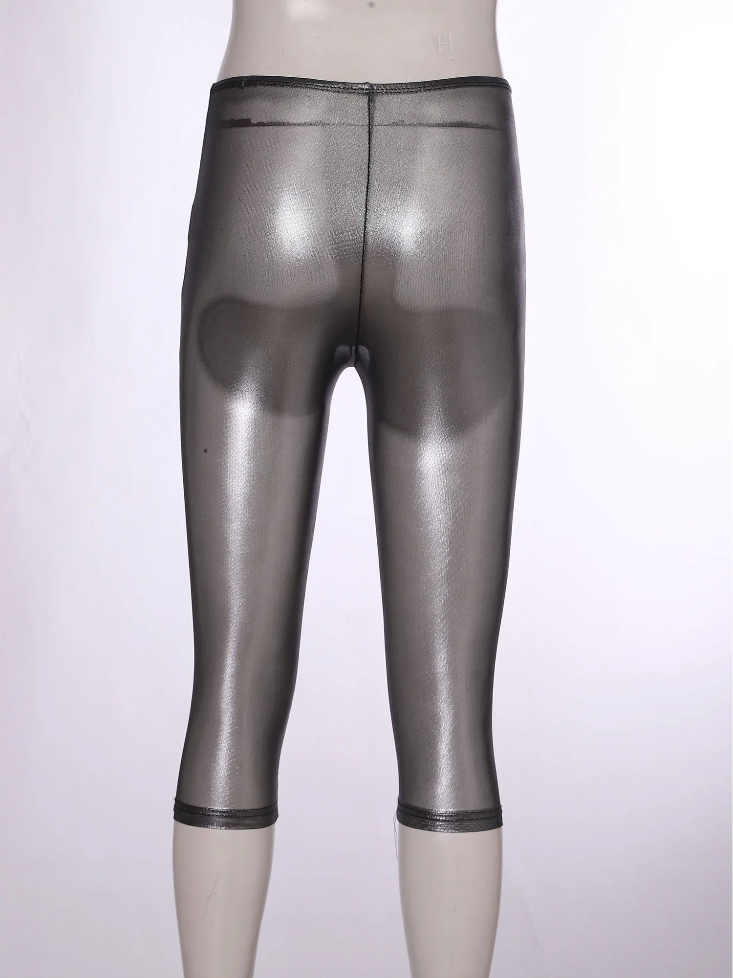 Women Fashion Translucent Shiny Shorts Capri Pants Summer Trend Elastic Waist Tights Streetwear Nightclub Rave Party Clubwear