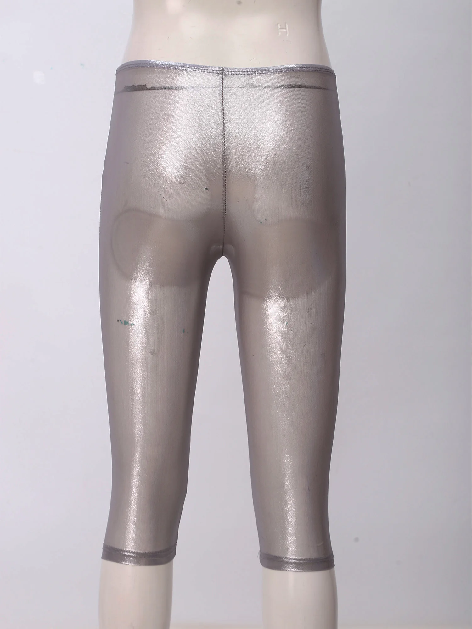 Women Fashion Translucent Shiny Shorts Capri Pants Summer Trend Elastic Waist Tights Streetwear Nightclub Rave Party Clubwear