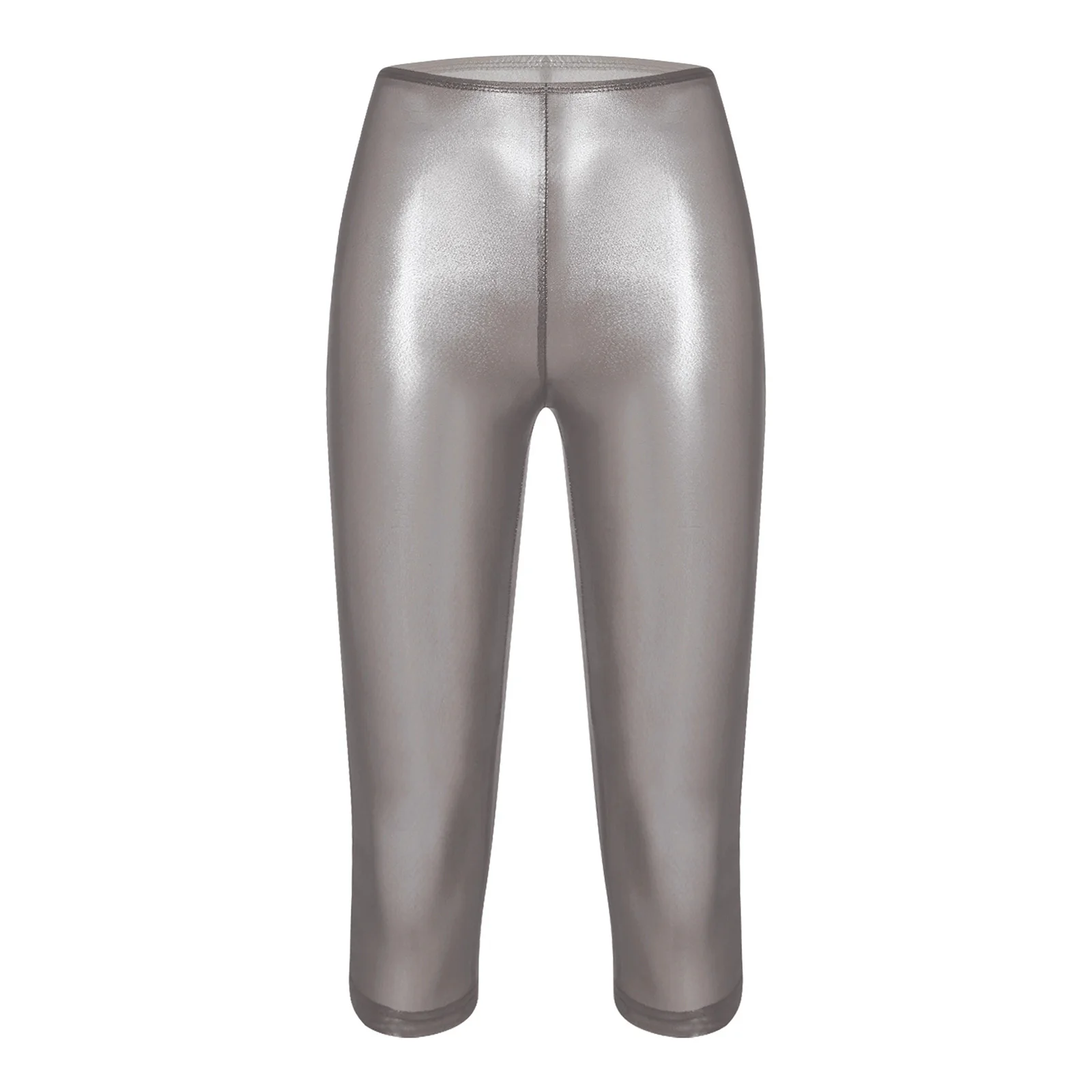 Women Fashion Translucent Shiny Shorts Capri Pants Summer Trend Elastic Waist Tights Streetwear Nightclub Rave Party Clubwear
