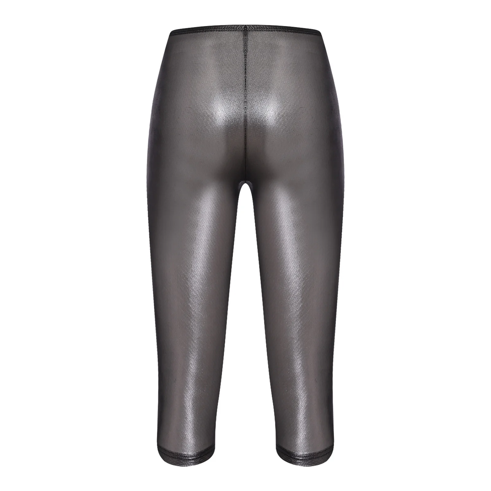 Women Fashion Translucent Shiny Shorts Capri Pants Summer Trend Elastic Waist Tights Streetwear Nightclub Rave Party Clubwear