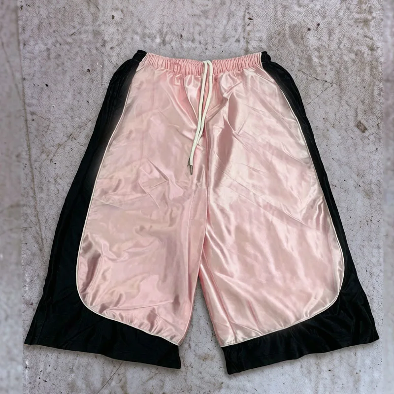 Y2K American Retro Shorts Men Women Color Matching Sports New Cropped Pants Shorts Casual Basketball Shorts Unisex Street Wear