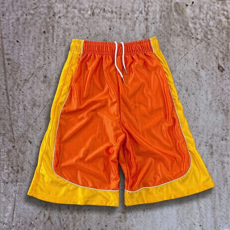 Y2K American Retro Shorts Men Women Color Matching Sports New Cropped Pants Shorts Casual Basketball Shorts Unisex Street Wear