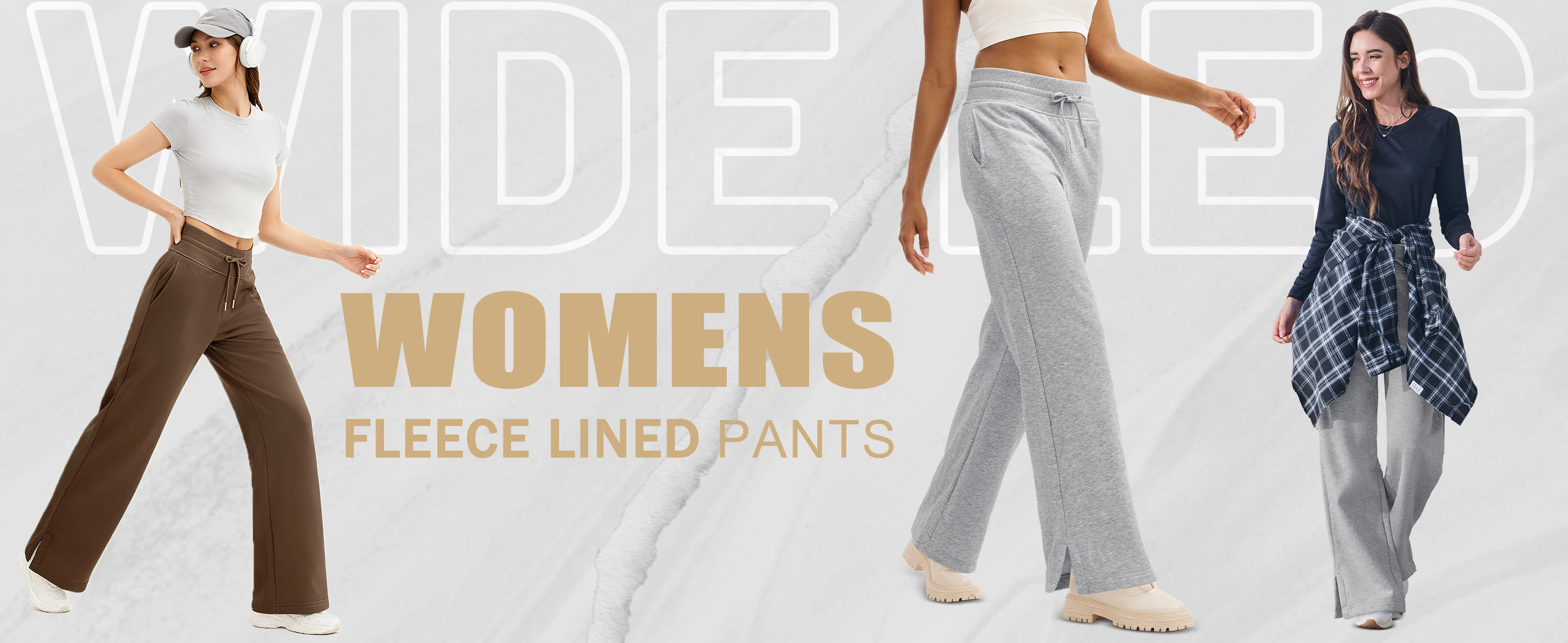 TACVASEN Womens Fashion Causal Wide Leg Pants Soft Baggy Slit Loose Fit Sweatpants Elastic Waist Drawstring Trousers Streetwear