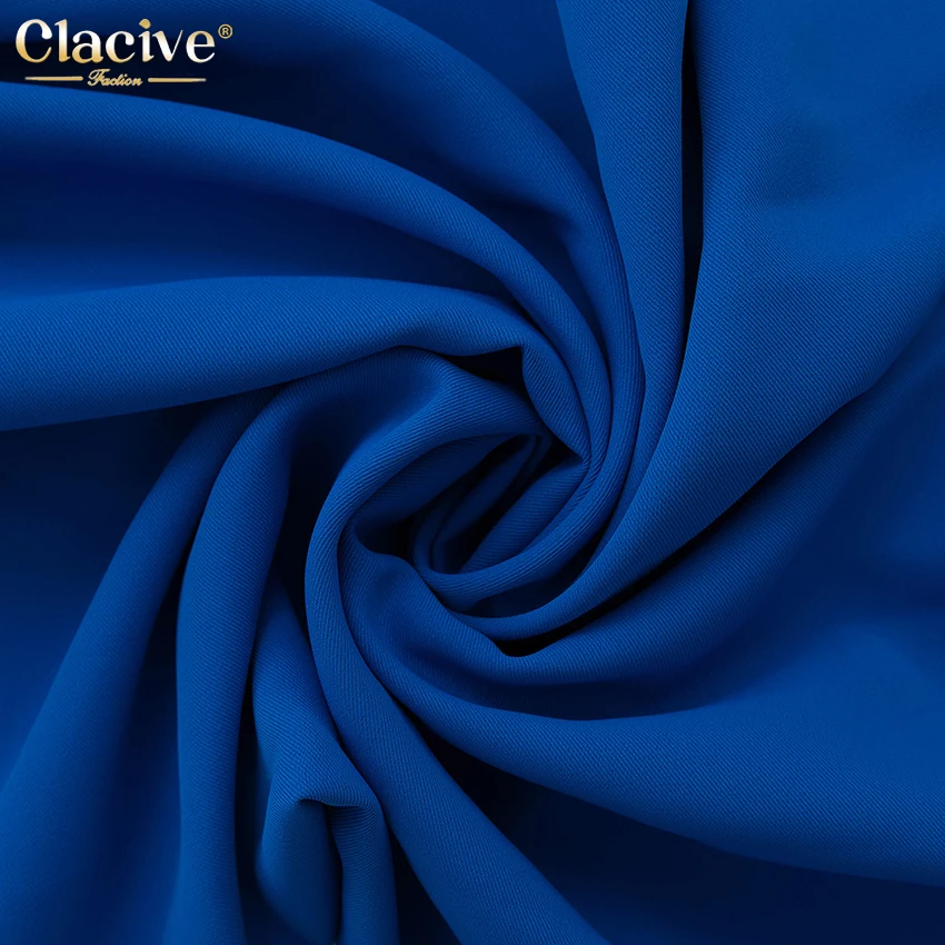 Clacive Blue Office Women'S Pants 2021 Fashion Loose Full Length Ladies Trousers Casual High Waist Wide Pants For Women