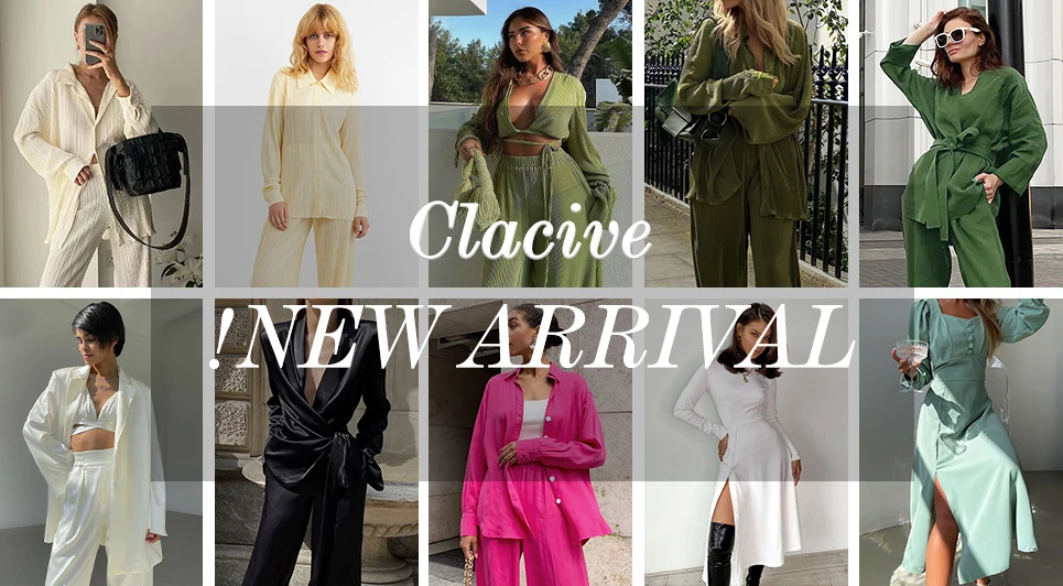 Clacive Blue Office Women'S Pants 2021 Fashion Loose Full Length Ladies Trousers Casual High Waist Wide Pants For Women