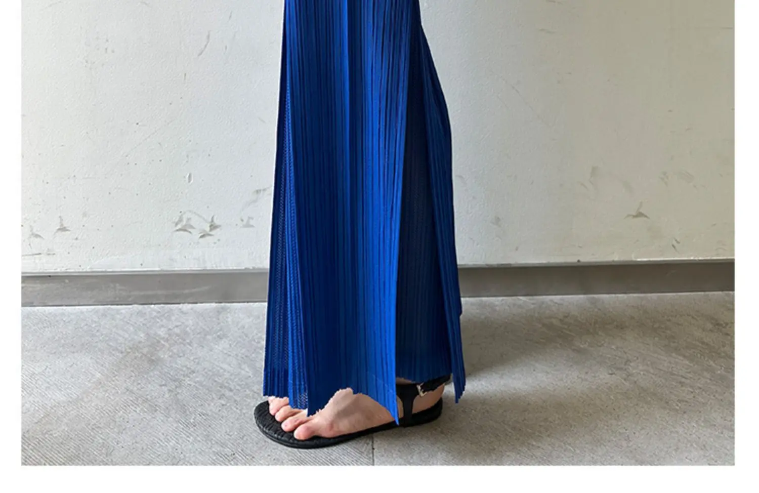 Miyake Pleated Mesh Spliced Casual Pants Women Korean Fashion Designer Elastic Waist Cropped Straight Wide Leg Pants