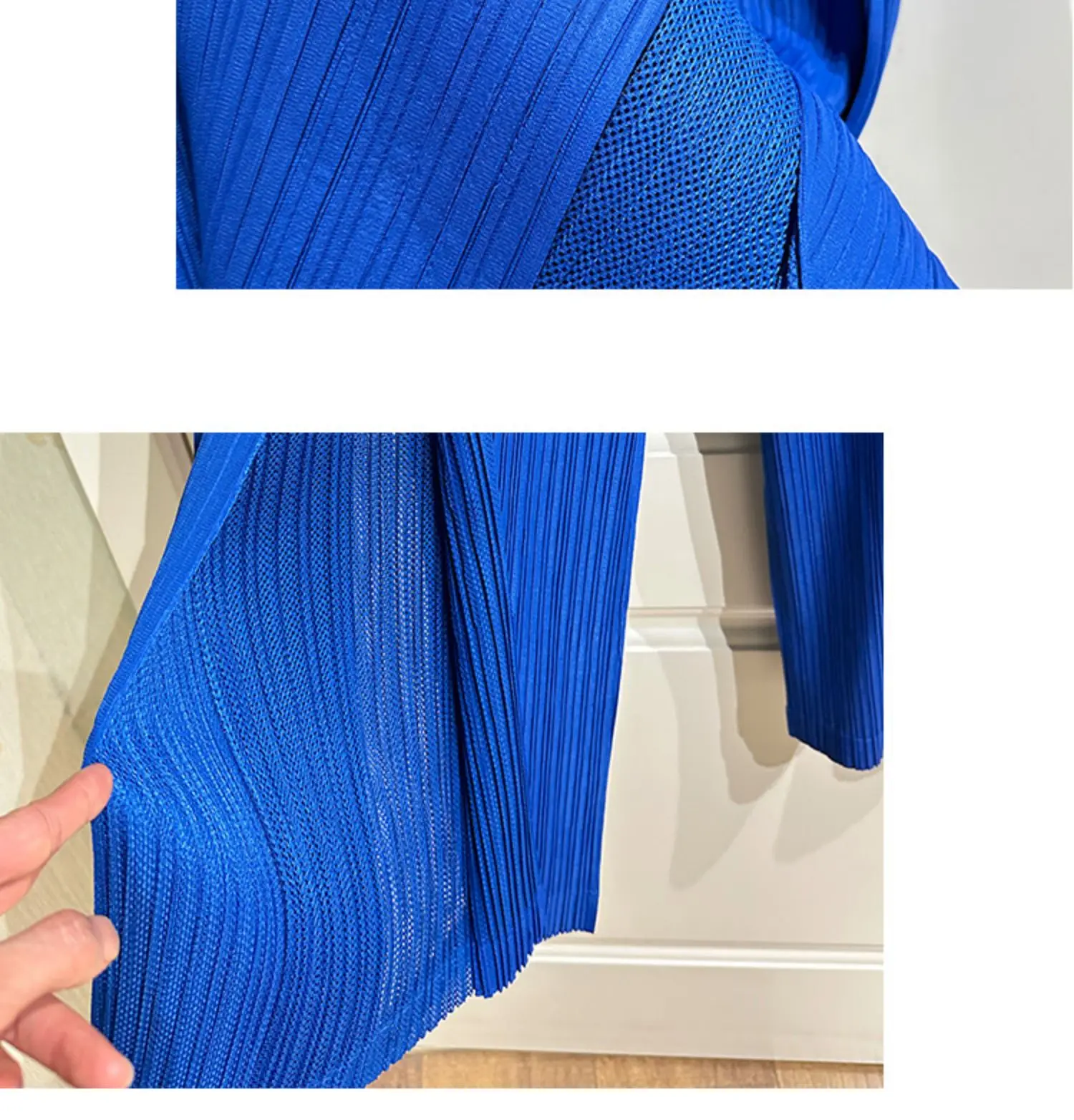 Miyake Pleated Mesh Spliced Casual Pants Women Korean Fashion Designer Elastic Waist Cropped Straight Wide Leg Pants