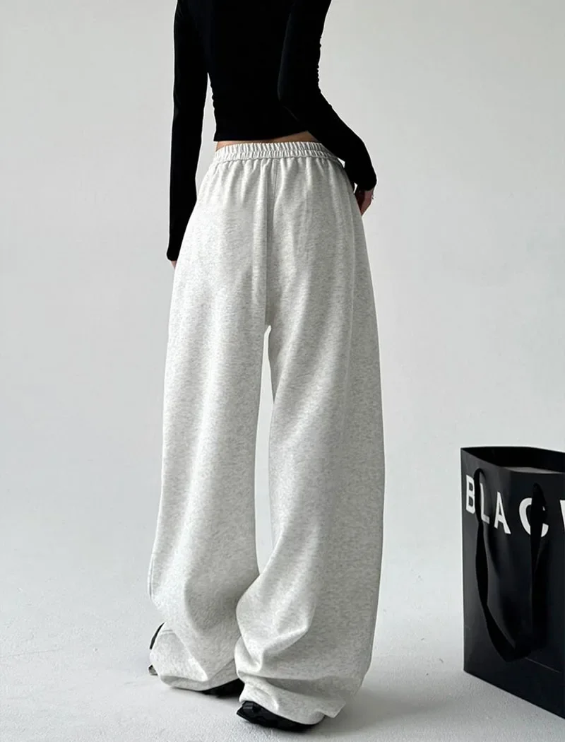 FANAN Oversized Women Gray Sweatpants Y2K America Style Retro Baggy Pants Female Casual Sports Streetwear Hip Hop Trousers 2025