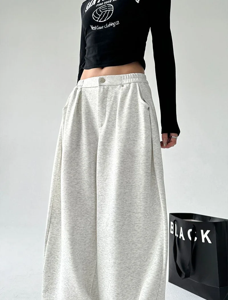 FANAN Oversized Women Gray Sweatpants Y2K America Style Retro Baggy Pants Female Casual Sports Streetwear Hip Hop Trousers 2025