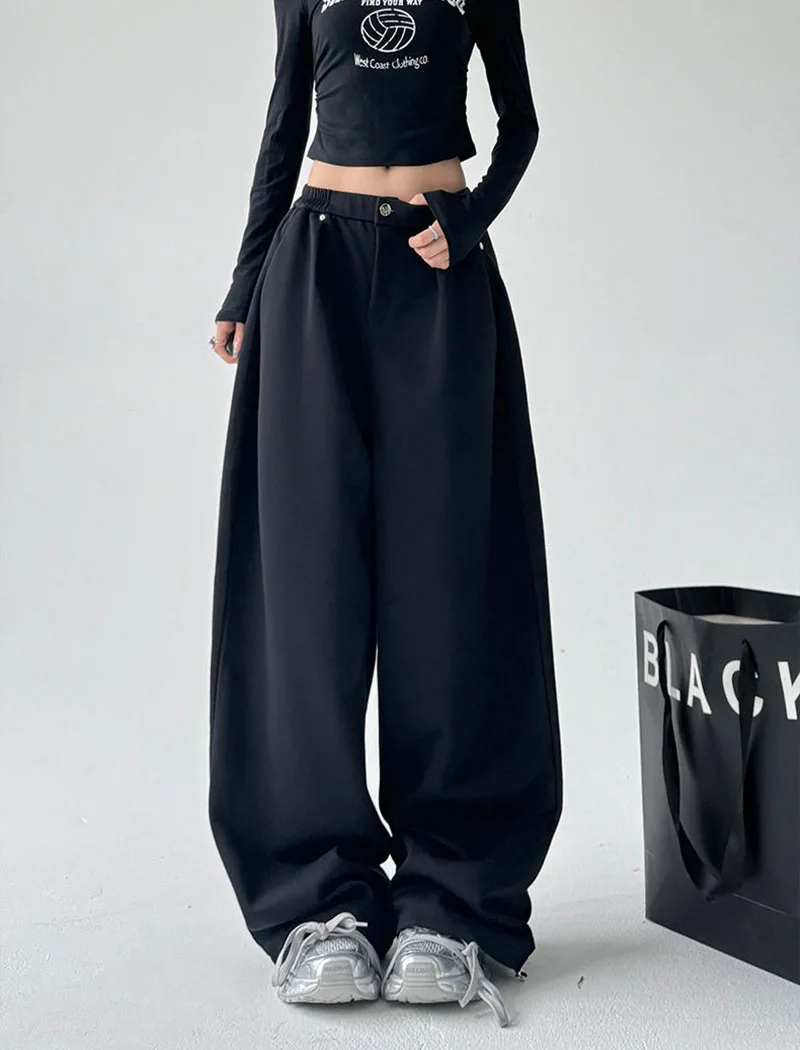 FANAN Oversized Women Gray Sweatpants Y2K America Style Retro Baggy Pants Female Casual Sports Streetwear Hip Hop Trousers 2025