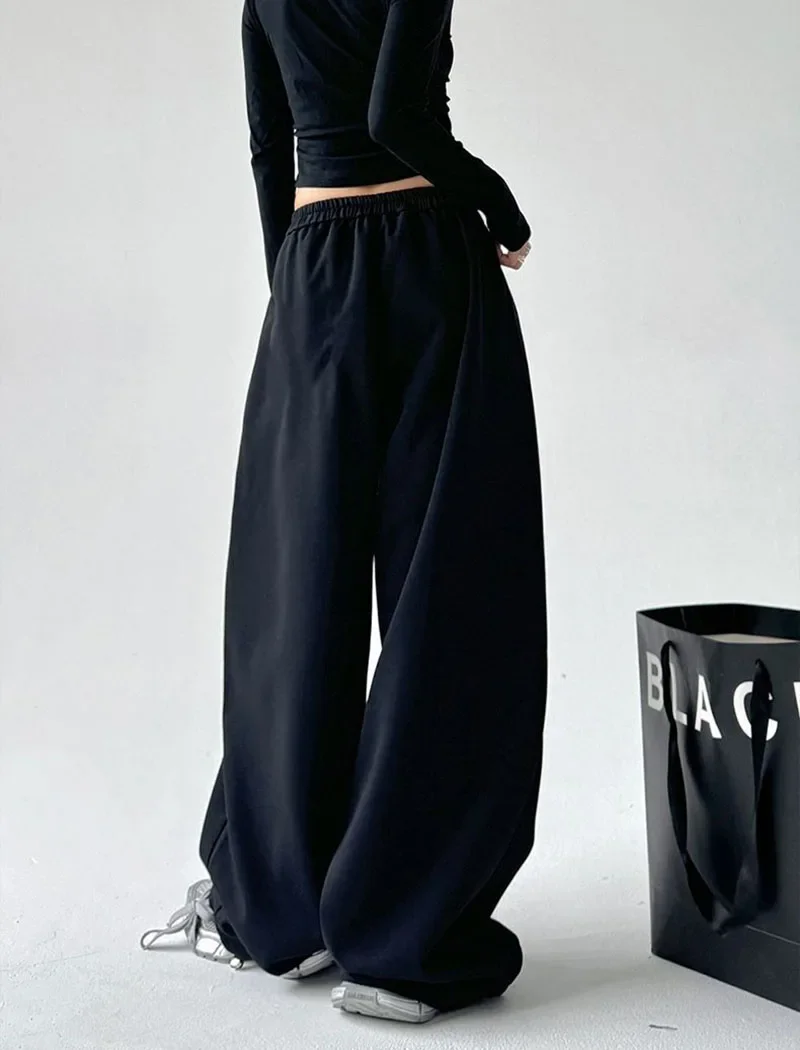 FANAN Oversized Women Gray Sweatpants Y2K America Style Retro Baggy Pants Female Casual Sports Streetwear Hip Hop Trousers 2025