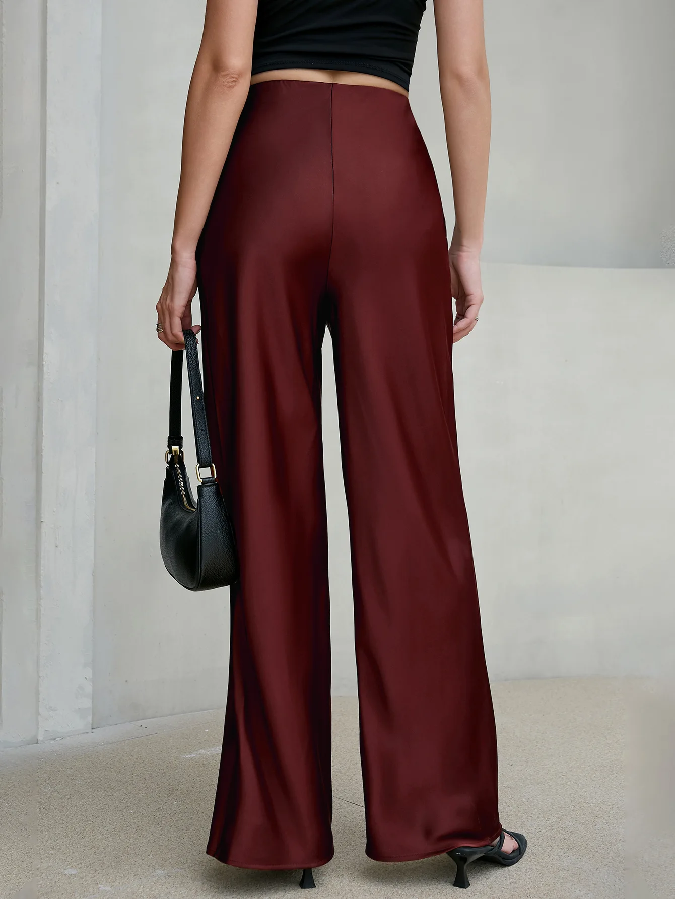 New In 2026 Women's Spring Summer Satin Pants Fashion Elegant High Waist Casual Straight Trousers
