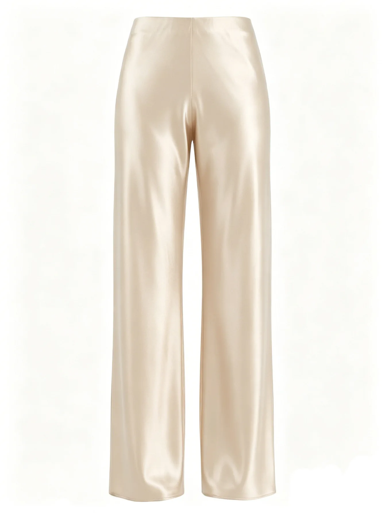 New In 2026 Women's Spring Summer Satin Pants Fashion Elegant High Waist Casual Straight Trousers