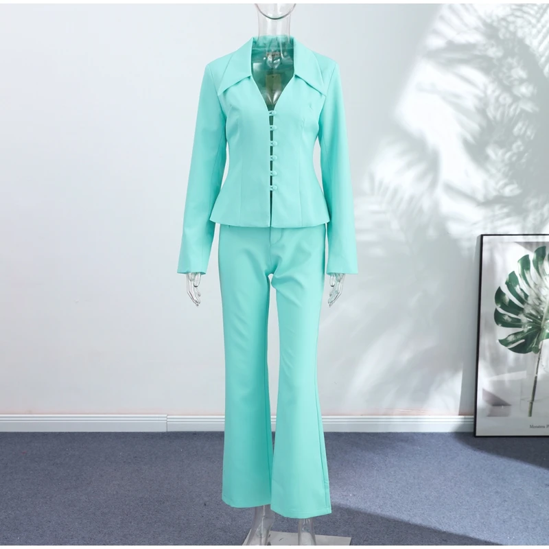 Women Pant Skirt Set Pointed Collar Long Sleeve Cinched Waist Top Mini Solid Skirt Straight Pant Slimming Y2K Suits For Ladies