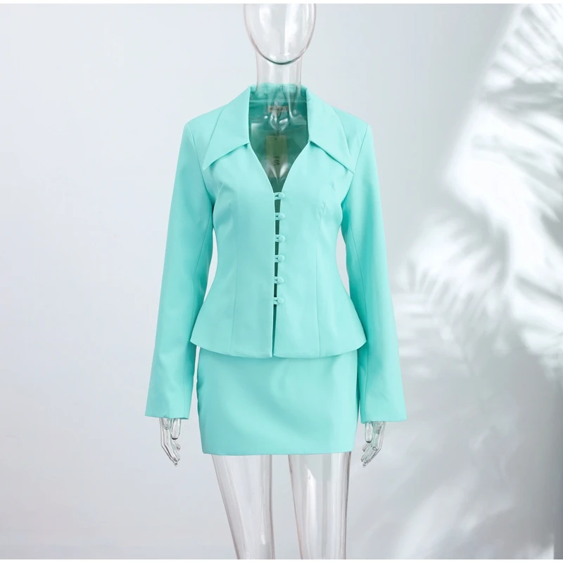 Women Pant Skirt Set Pointed Collar Long Sleeve Cinched Waist Top Mini Solid Skirt Straight Pant Slimming Y2K Suits For Ladies