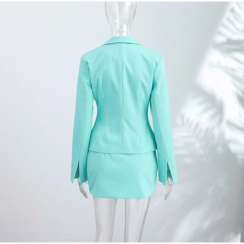 Women Pant Skirt Set Pointed Collar Long Sleeve Cinched Waist Top Mini Solid Skirt Straight Pant Slimming Y2K Suits For Ladies