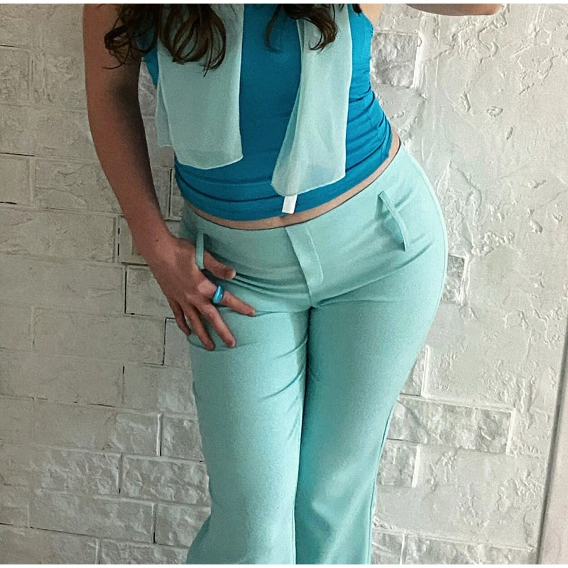 Women Pant Skirt Set Pointed Collar Long Sleeve Cinched Waist Top Mini Solid Skirt Straight Pant Slimming Y2K Suits For Ladies