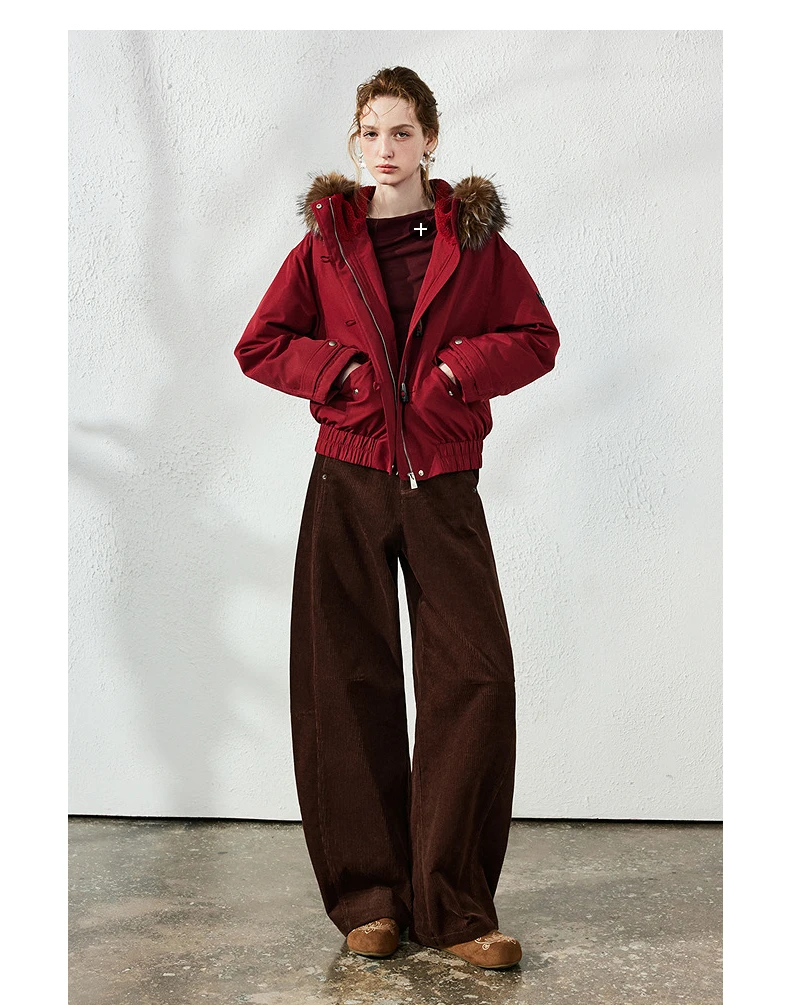TOYOUTH Women's Casual Pants 2026 Autumn New Urban Nomad Style High Waist Maillard Color Block Curved Leg Trousers
