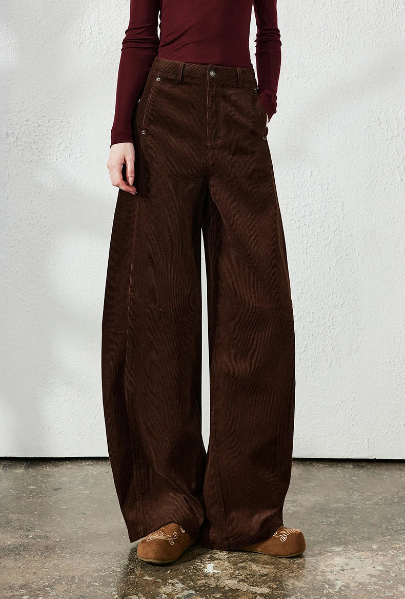 TOYOUTH Women's Casual Pants 2026 Autumn New Urban Nomad Style High Waist Maillard Color Block Curved Leg Trousers