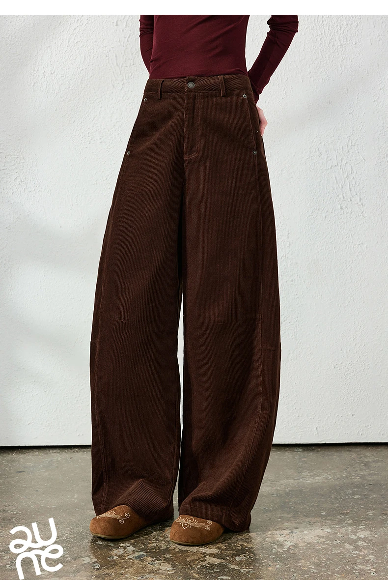 TOYOUTH Women's Casual Pants 2026 Autumn New Urban Nomad Style High Waist Maillard Color Block Curved Leg Trousers