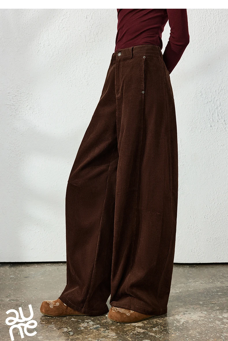 TOYOUTH Women's Casual Pants 2026 Autumn New Urban Nomad Style High Waist Maillard Color Block Curved Leg Trousers