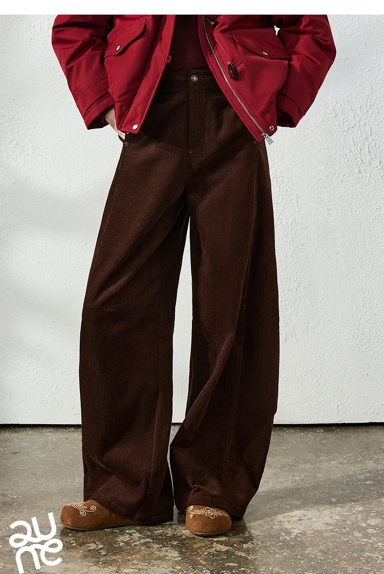 TOYOUTH Women's Casual Pants 2026 Autumn New Urban Nomad Style High Waist Maillard Color Block Curved Leg Trousers