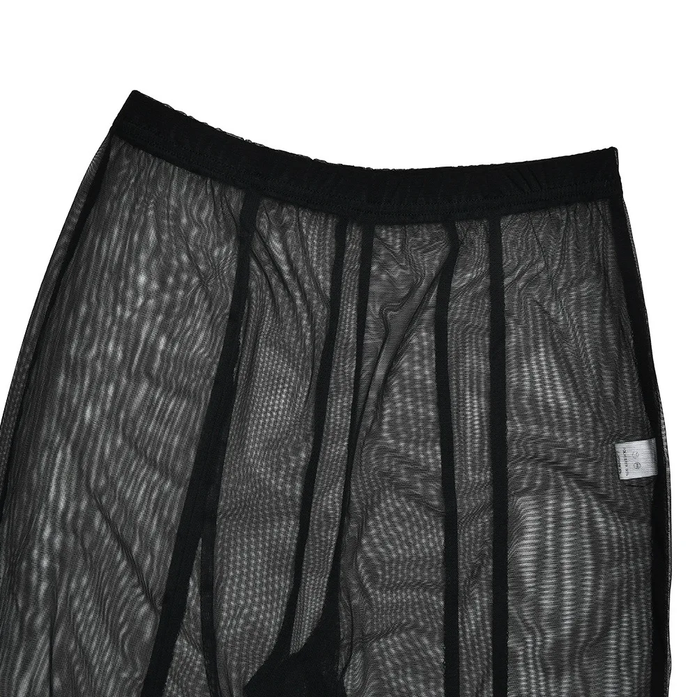DSMTRC Women Sexy Patchwork High Waist Calf-Length Trouser Mesh See Through Skinny Pants Fashion Female Bottoms New Pencil Pants