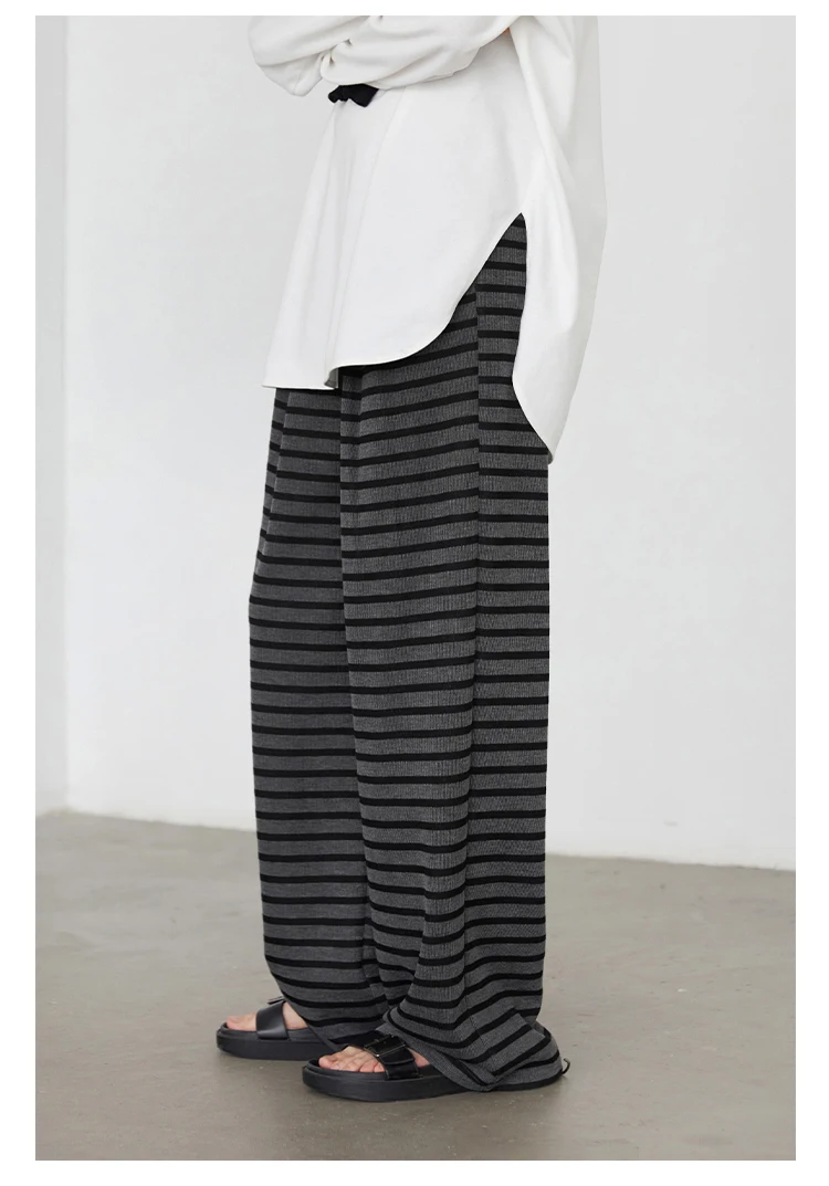 CHIC VEN Women Trousers Loose Casual Striped Wide Leg Pants Hanging Straight Casual Trousers Spring Autumn Women 2025