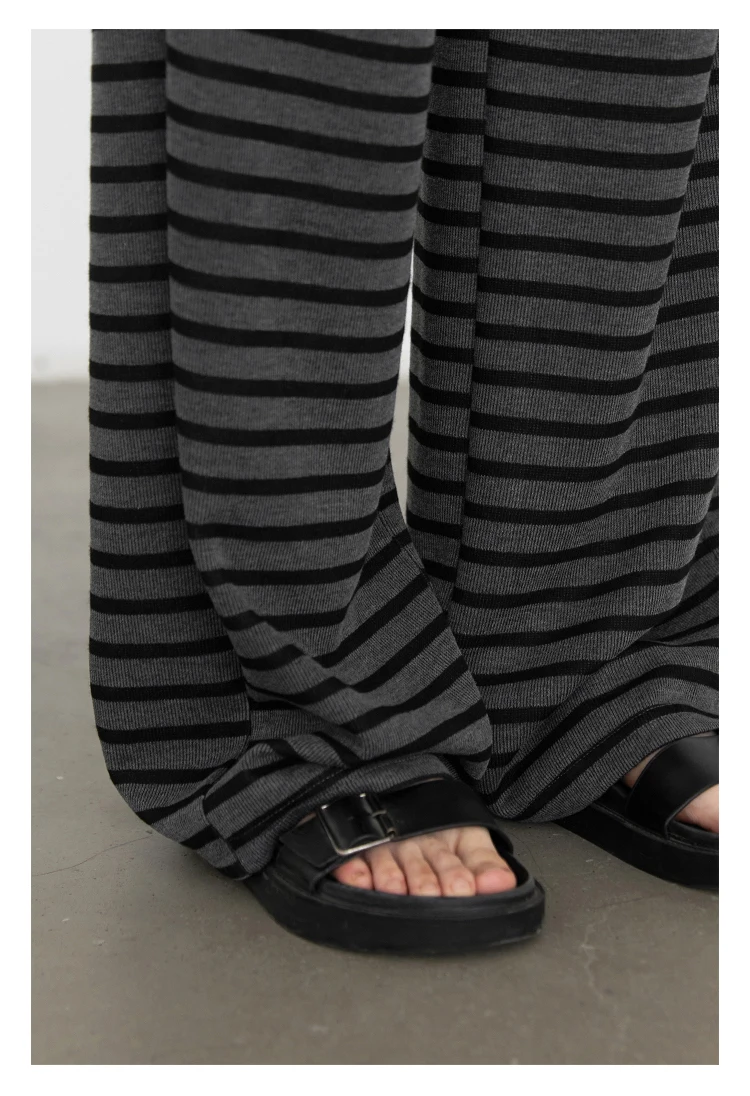 CHIC VEN Women Trousers Loose Casual Striped Wide Leg Pants Hanging Straight Casual Trousers Spring Autumn Women 2025