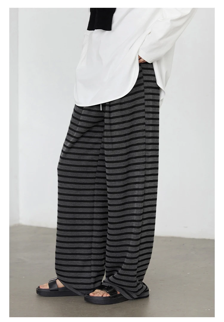 CHIC VEN Women Trousers Loose Casual Striped Wide Leg Pants Hanging Straight Casual Trousers Spring Autumn Women 2025