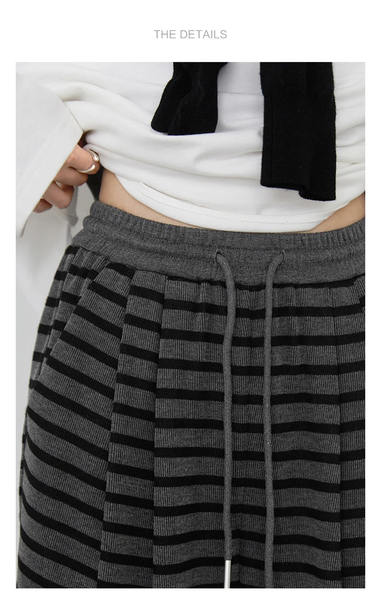 CHIC VEN Women Trousers Loose Casual Striped Wide Leg Pants Hanging Straight Casual Trousers Spring Autumn Women 2025