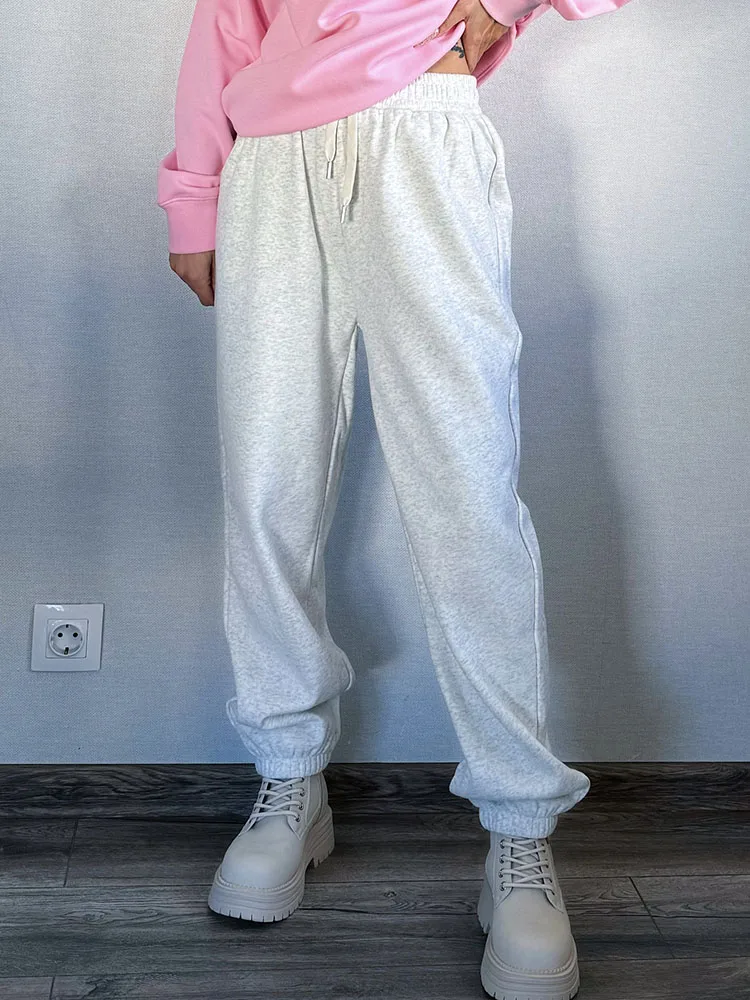 Thick Warm Fleece Sweatpants Women Winter Straight Leg Pants Gray Velvet Trousers Pants Jogger For Women Sweatpants Outfits