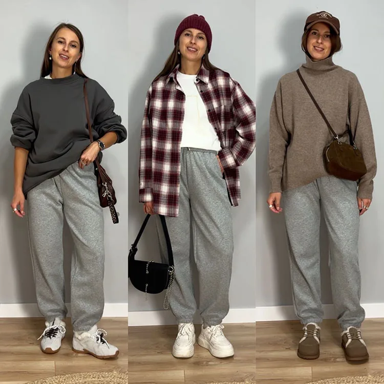 Thick Warm Fleece Sweatpants Women Winter Straight Leg Pants Gray Velvet Trousers Pants Jogger For Women Sweatpants Outfits