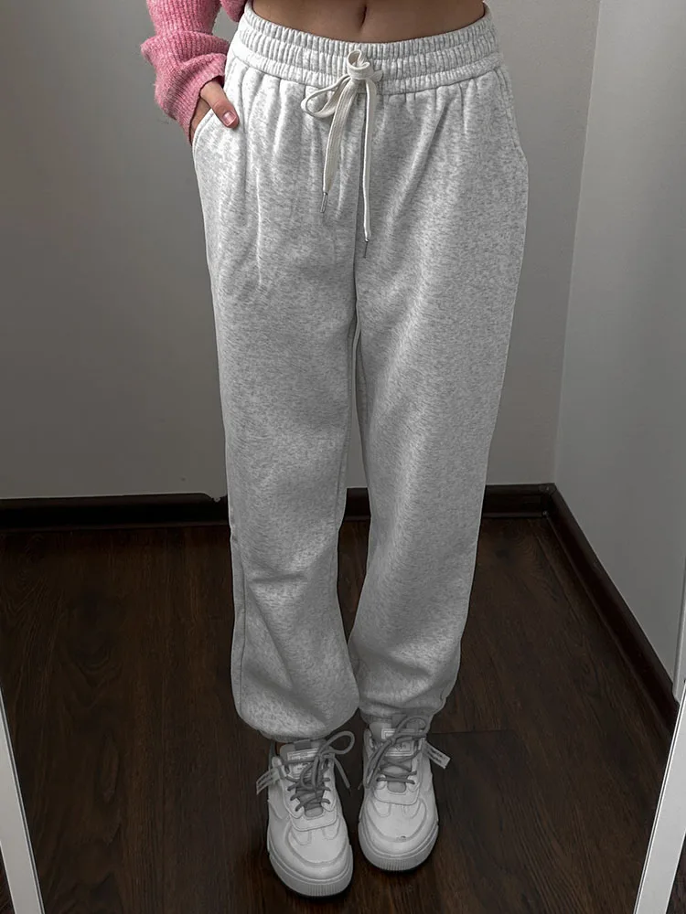 Thick Warm Fleece Sweatpants Women Winter Straight Leg Pants Gray Velvet Trousers Pants Jogger For Women Sweatpants Outfits